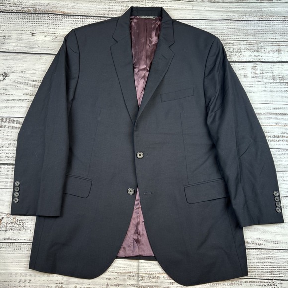 VTG Neiman Marcus 100% Wool Blazer Men's 44R Black 2 Buttons Ermenegildo Zegna